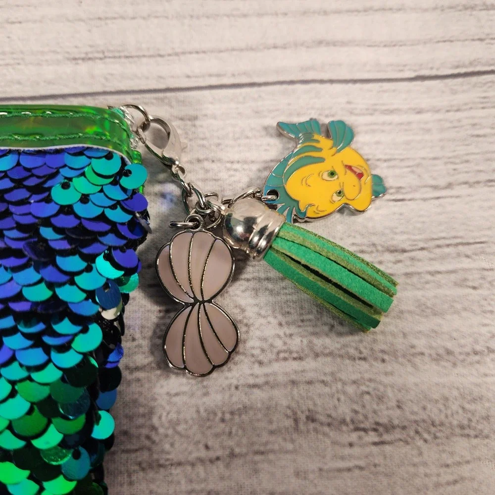 Disney The Little Mermaid Flounder Sequin Mermaid Tail Pencil Case Pouch Blue